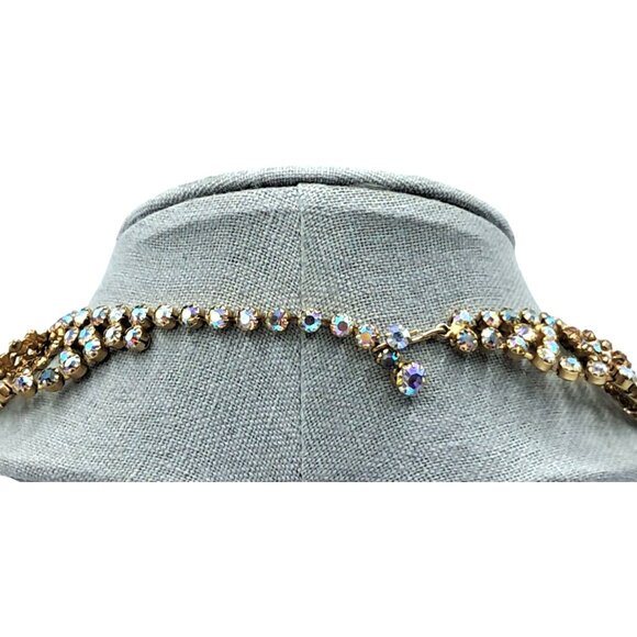 Vintage Kramer Jewelry Set Rhinestone Necklace Earrings Champagne Topaz Aurora B - Picture 9 of 15